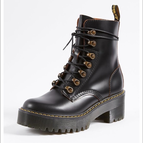 Dr. Martens Black Leather Platform Boots - Picture 2 of 12
